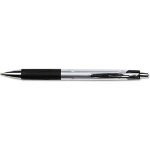 Universal Products Universal Comfort Grip Retractable Ballpoint Pen, 1mm, Black Ink, Silver Barrel, Dozen UNV15540